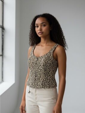 Vintage Rare Flores & Flores Cheetah Print Zip Up Vest w Red Lining, Fancy Zippe